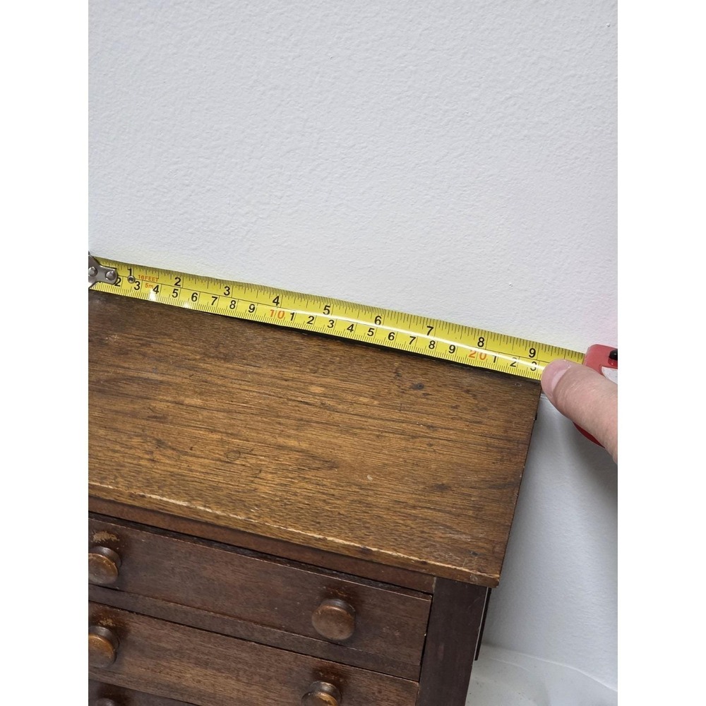 Antique 19th Century Miniature Wood Vanity Doll Accessory Drawer Chest 9"x6"x8" - Picture 10 of 12